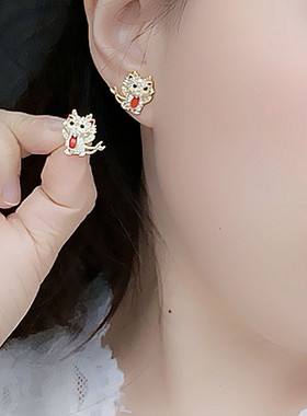 925银针韩版女满钻萌龙耳坠