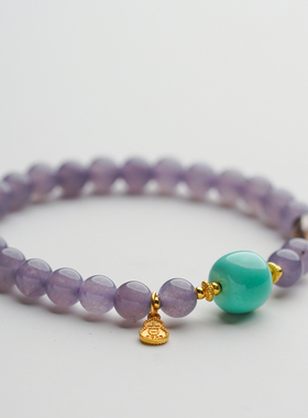 新中式紫玉髓手串绿松石