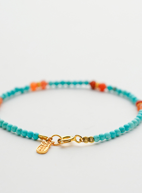 新中式天然绿松石南红手链高级