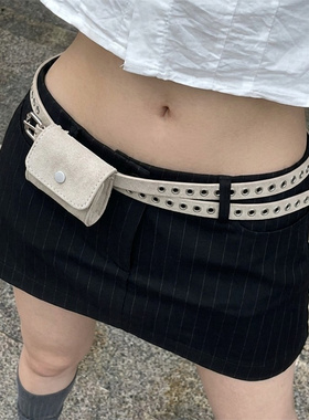 免打孔皮带迷你小腰包女细腰带
