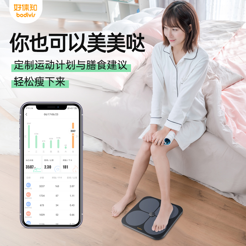 清华同方智能体脂称好体知电子秤脂肪精准家用bodivis体重秤M1pro-图0