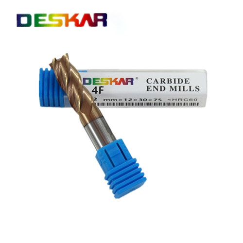 DESKAR戴斯卡60度钨钢涂层立铣刀CNC硬质合金4刃平底立铣刀1-20mm - 图0