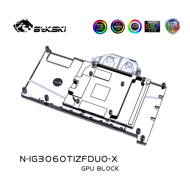 Bykski N-IG3060TIZFDUO-X 显卡水冷头 七彩虹战斧 RTX 3060 TI - 图0