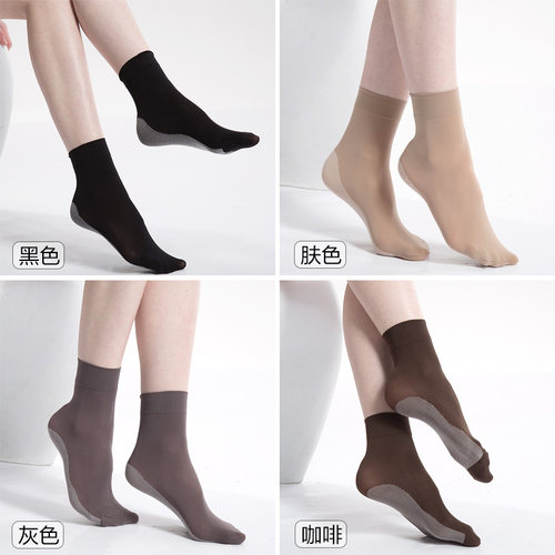 MANZI 42001 曼姿正品100D竹炭防滑底女士短袜不透肉短丝袜厚袜子 - 图1