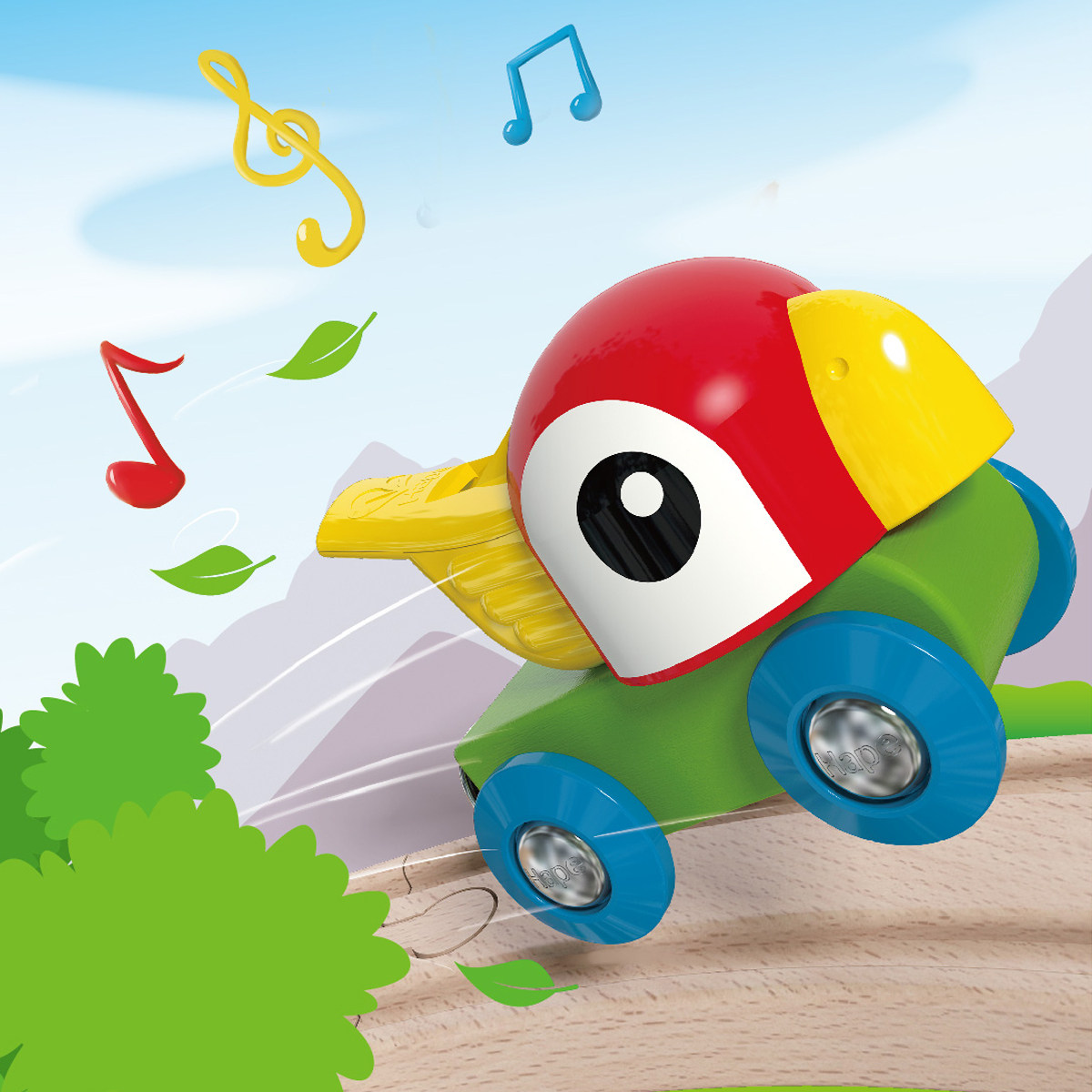 Hape鹦鹉小鸟口哨小火车木制轨道配件儿童婴幼儿宝宝滑行益智玩具,淘宝优惠券,粉丝福利购,淘宝优惠卷