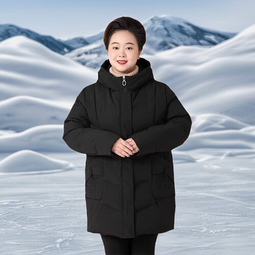 特体加肥大码女装羽绒服中长款厚外套冬装新款中年胖妈妈装白鸭绒 - 图2