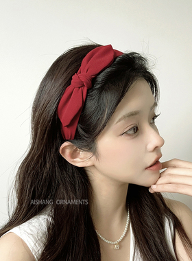 韩版蝴蝶结发箍压发卡子布艺简约