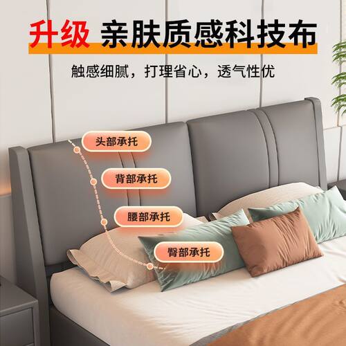 实木床现代简约1.8米家用单双人大床主卧1米5出租房经济型软包床 - 图2