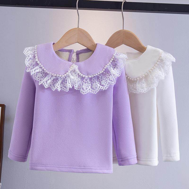 女童加绒打底衫秋冬2025新款儿童娃娃领女孩内搭长袖卫衣加厚上衣,淘宝优惠券,粉丝福利购,淘宝优惠卷