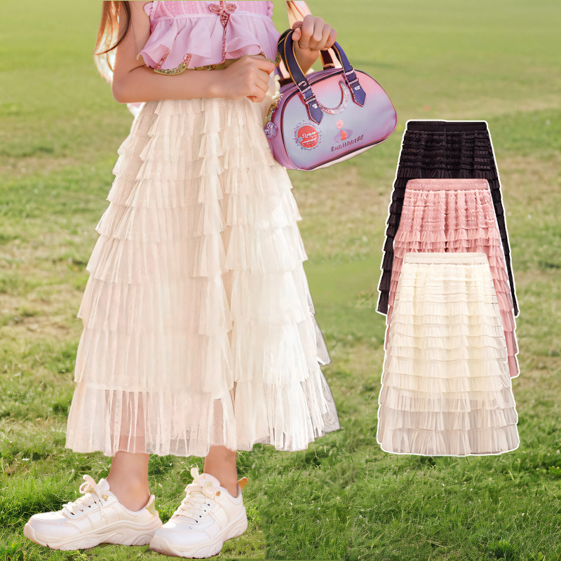 女童半身裙夏季新款儿童裙子女大童网纱长裙女孩中长款夏装蛋糕裙,淘宝优惠券,粉丝福利购,淘宝优惠卷