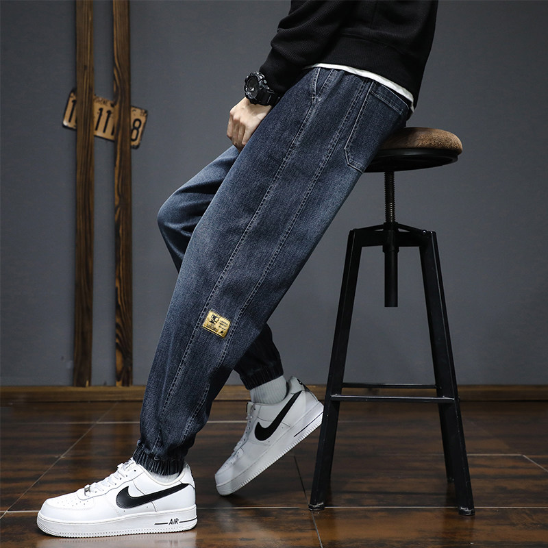 啄木鸟加绒加厚牛仔裤男宽松束脚哈伦裤2025春秋季新款休闲长裤子,淘宝优惠券,粉丝福利购,淘宝优惠卷