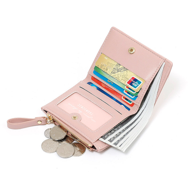 小香风新款钱包ins女士短款菱格拉链绣线时尚高级两折卡包钱夹,淘宝优惠券,粉丝福利购,淘宝优惠卷