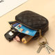 2023 new header cowhide diamond embroidery line key ring buckle coin bag double -layer zipper leather small coin purse female