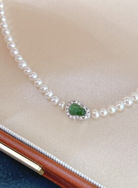 新中式翡翠葫芦天然淡水珍珠项链纯银小众轻奢高级感锁骨颈链气质