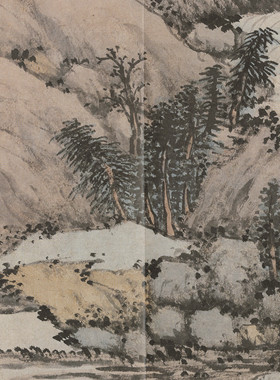 沈周 湖山佳趣图 山水长卷 国画装裱 墙面装饰 纸本绢布 微喷复制