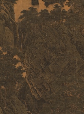 李唐 万壑松风图 设色山水 国画立轴 墙面装饰 纸本绢布 微喷复制