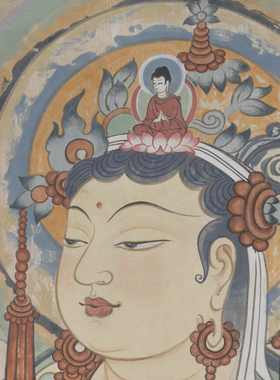 唐代壁画 高山 观音菩萨图 人物立轴 书法国画 装裱定制 艺术微喷