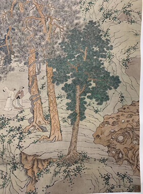 顾符稹山水松下观瀑图国画立轴