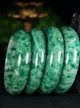 福子珠宝天然水晶钙绿石星光祖母绿手镯现货无优化缅甸原矿宽捡漏