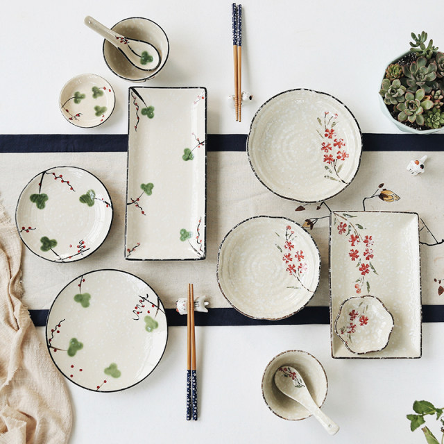 Hand-painted Fengxia Color Japanese Tableware Ceramic Sushi Plate