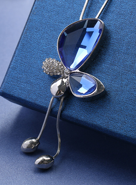 长款水晶韩国时尚风挂件毛衣链