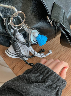 ins创意迷你帆布鞋羽毛球棒球笑脸绳子diy礼物手机钥匙链包包挂件