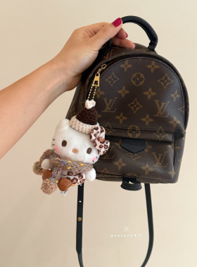 豹纹hellokitty可爱毛绒玩偶包包挂件钥匙扣可爱公仔美拉德风挂饰