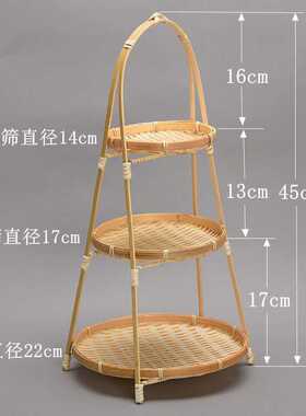 竹编簸箕幼儿园环创手工diy材料手提竹篮丰收晒秋场景装饰小篮子