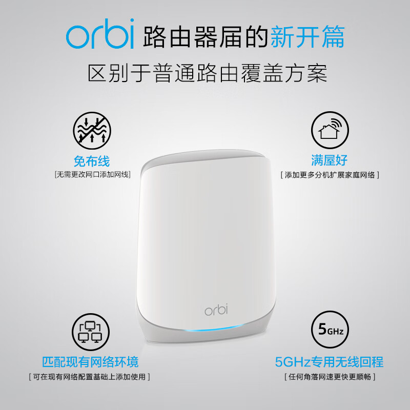 全新国行NETGEAR网件Orbi RBK762两只装千兆路由器WiFi6分布式别墅Mesh组网拨号DHCP-图2