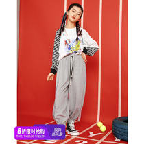 Rain Star Rain Girls Sports suit Fall 2023 Leisure splicing Trendy Long Sleeves Sports Bungled Pants Two Sets