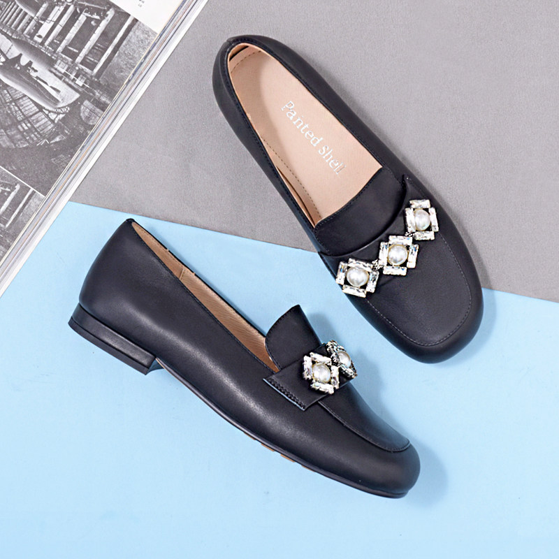 乐福鞋女一脚蹬春秋法式真皮平底单鞋 潘暇大码女鞋41-43宽脚肥脚,淘宝优惠券,粉丝福利购,淘宝优惠卷