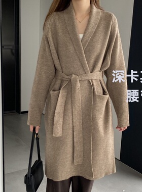 毛衣外套宽松加厚秋冬韩版腰带