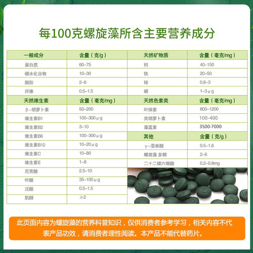 程海湖螺旋藻1800片免疫调节中老年保健品正品官方旗舰店 - 图1