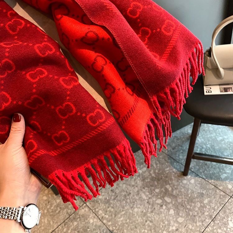 小香新年红色结婚双面仿羊绒围巾女冬季韩版百搭加厚保暖围脖披肩,淘宝优惠券,粉丝福利购,淘宝优惠卷