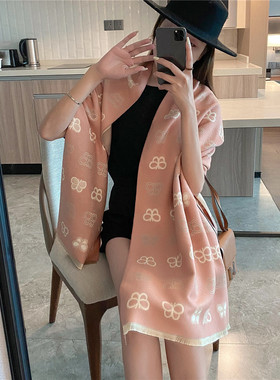 2022围巾两用双面韩版粉色女秋冬