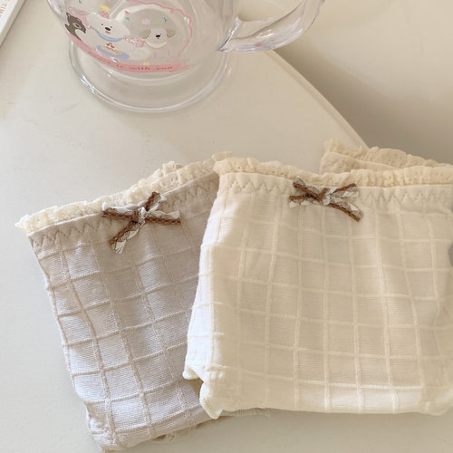 软乎乎的 韩系温柔少女螺纹棉清纯简约基础低腰三角内裤学生 - 图1