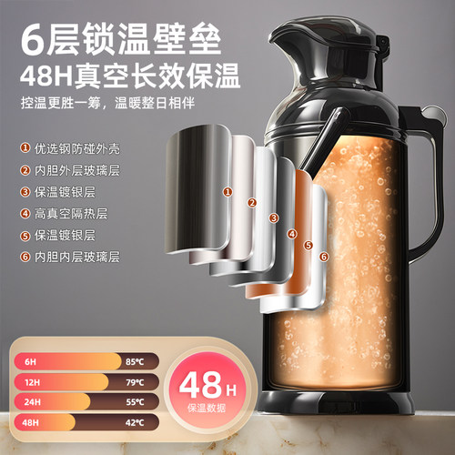 捷安玺不锈钢热水瓶家用暖瓶大容量保温水壶暖壶学生用宿舍开水瓶 - 图1