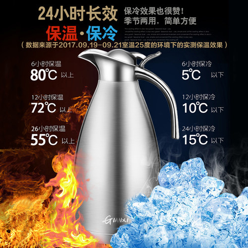 不锈钢保温壶家用热水瓶大容量304保温瓶暖水壶开水瓶2升保温水壶 - 图1