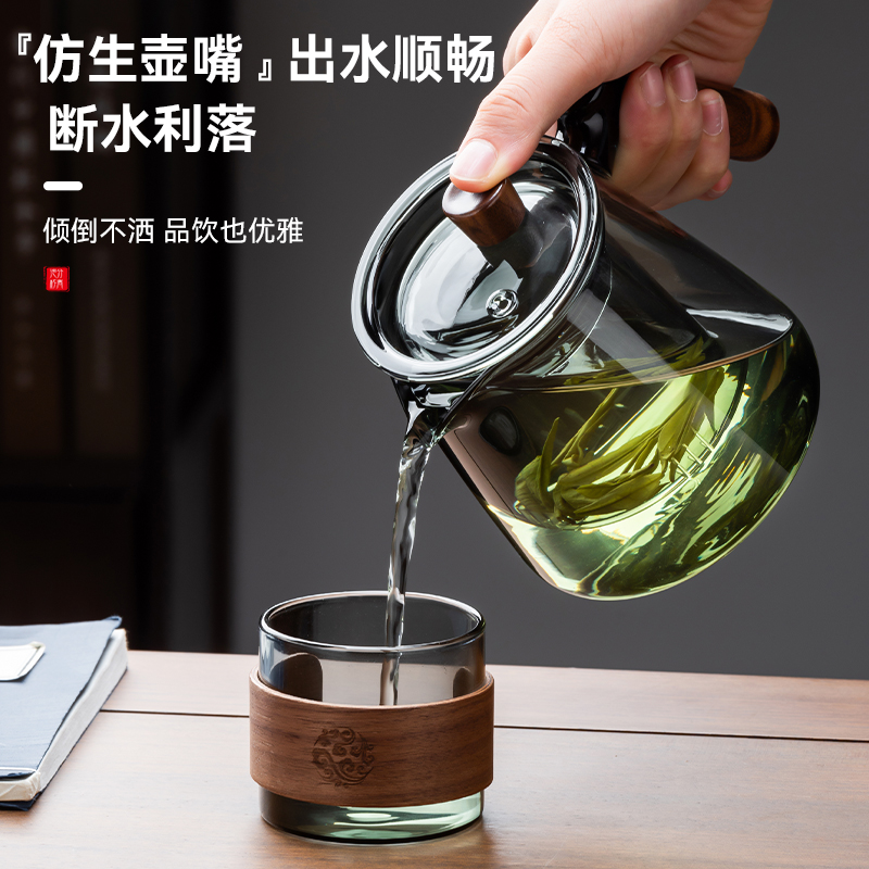 玻璃茶具套装2024新款轻奢高档泡茶壶茶盘家用高颜值喝茶功夫茶杯