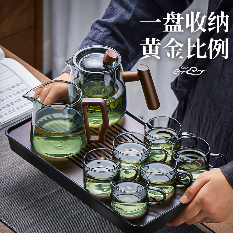 玻璃茶具套装家用茶盘小型耐热泡茶壶轻奢办公室客厅喝茶功夫茶杯 - 图3