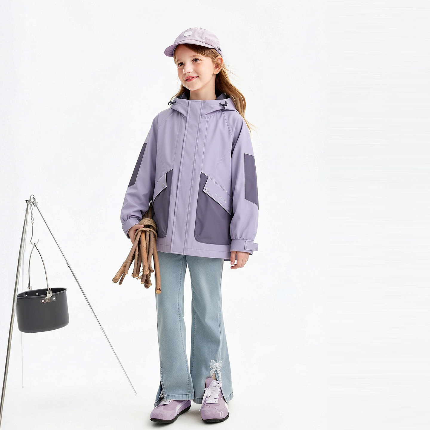 安奈儿女童装连帽风衣外套2026春新款休闲工装上衣潮酷百搭拉链衫,淘宝优惠券,粉丝福利购,淘宝优惠卷