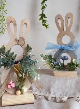 北欧风格实木兔子装饰摆件