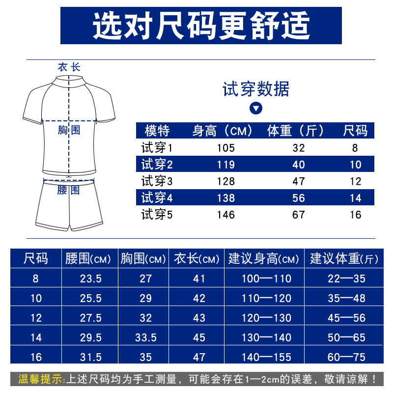 迪士尼儿童泳衣男童分体中大小童宝宝沙滩速干短袖防晒游泳装备-图2