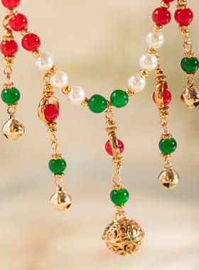 绿色复古新中式锁骨链古装项饰