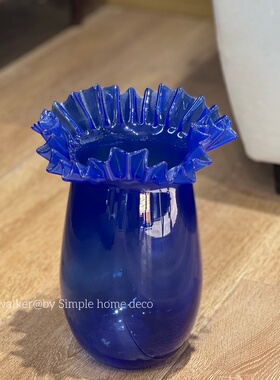 克莱因蓝52｜简约现代蓝色系列宝蓝色玻璃花瓶摆件玄关酒柜装饰品