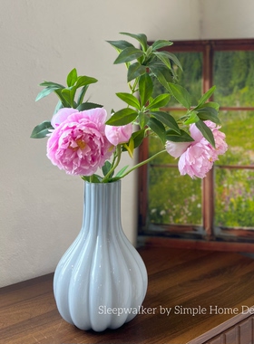 时光知味46｜灰色系列厚重玻璃花瓶 芍药郁金香鲜花干花插花摆件