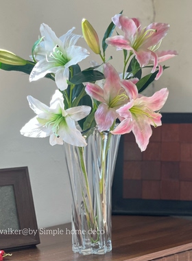 清栀｜透明裙摆白菜玻璃花瓶水养玫瑰插花轻奢高级感客厅餐桌摆件