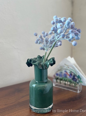 抹茶53｜青釉抹茶绿花瓶现代轻奢玻璃花器客厅桌面氛围感软装摆件