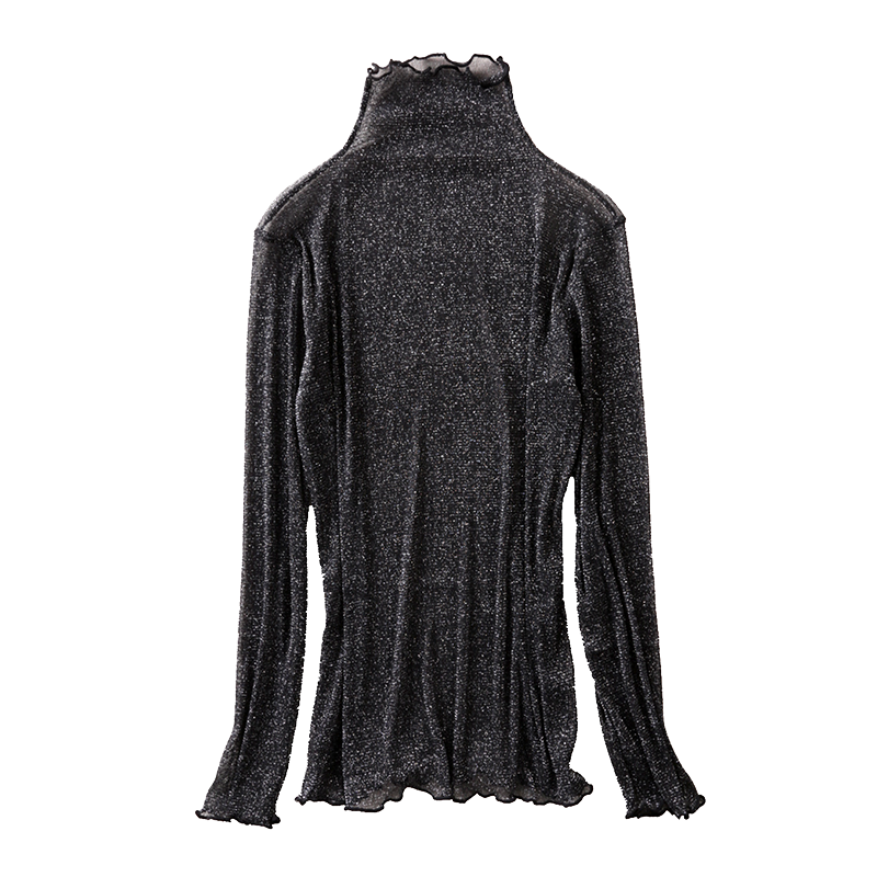 秋冬长袖网纱打底衫女透视上衣蕾丝内搭胖mm高领性感透明大码镂空,淘宝优惠券,粉丝福利购,淘宝优惠卷