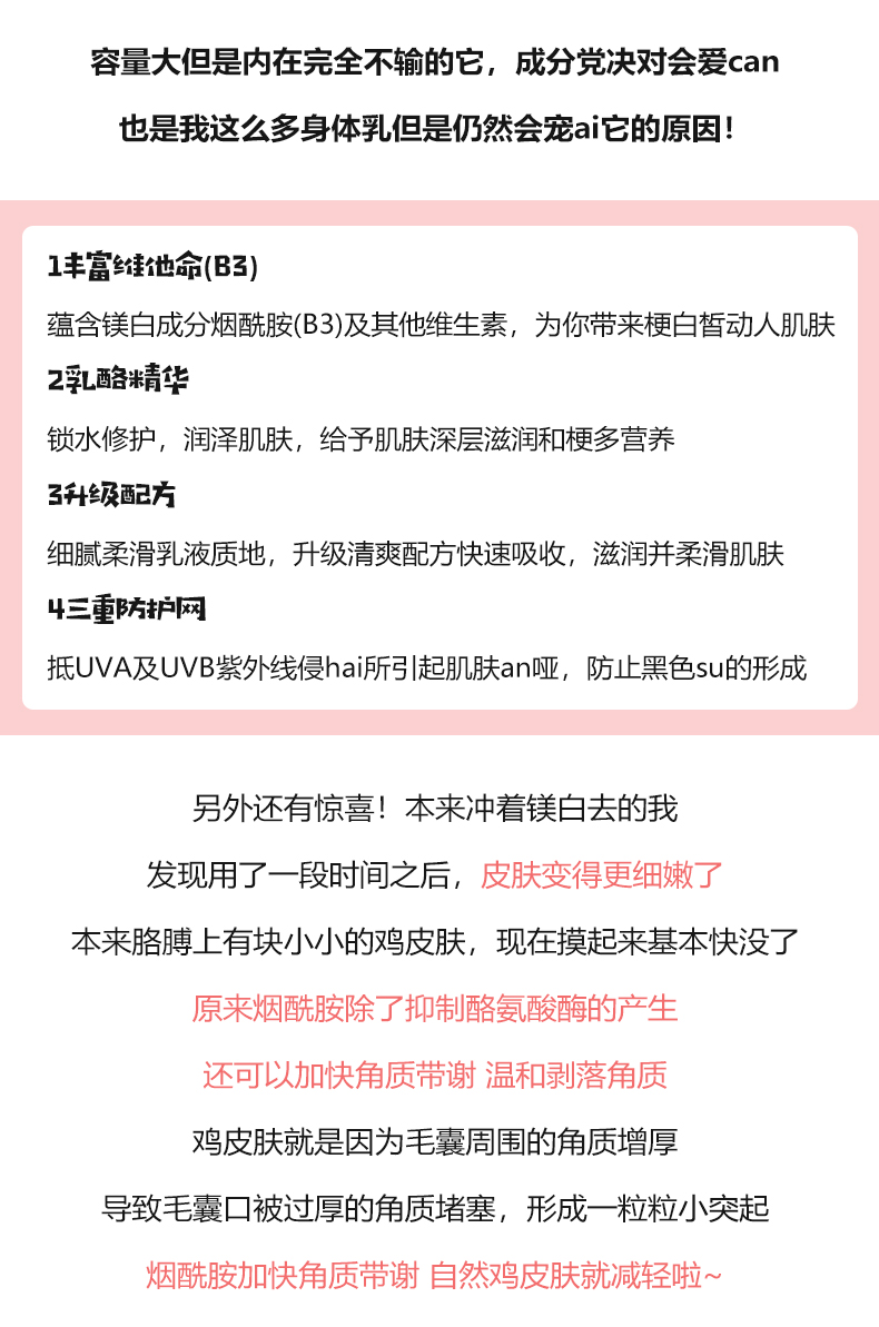 凡士林身体乳保湿滋润香体秋冬清爽补水全身烟酰胺男女士持久留香 - 图2